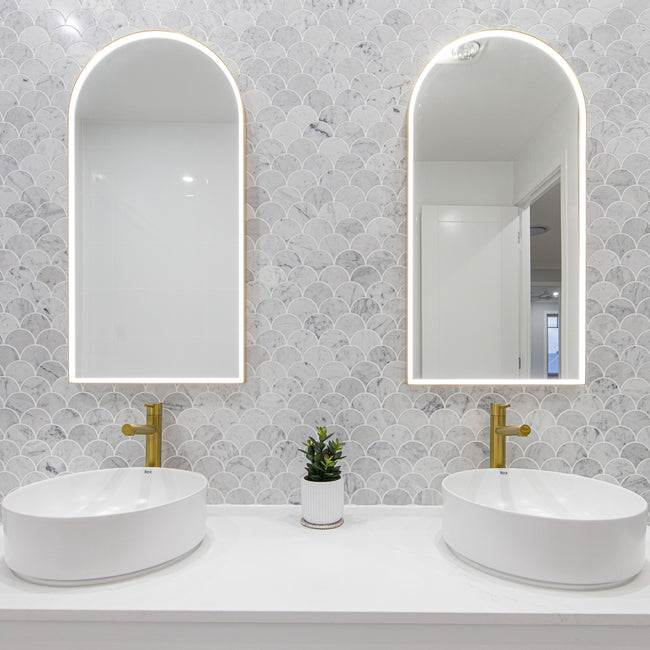 Carrara Marble Mosaic Large Fans