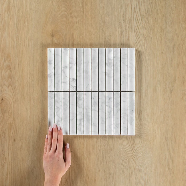 Carrara Marble Honed Concave Flute Mosaic