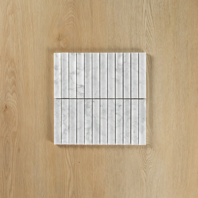 Carrara Marble Honed Concave Flute Mosaic