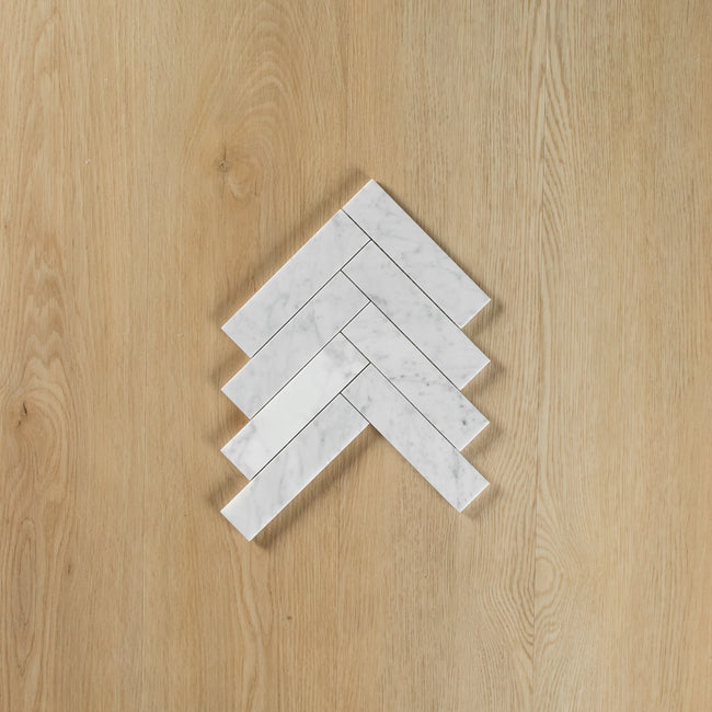 Carrara Marble Mosaic Herringbone