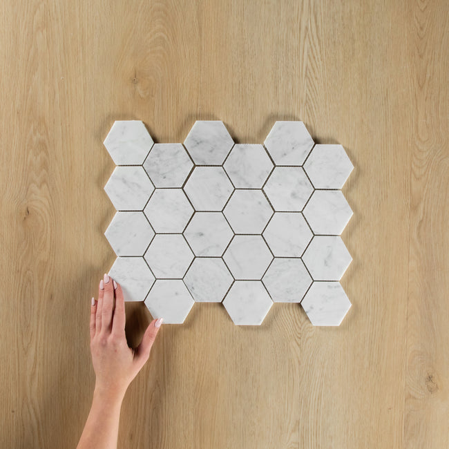 Carrara Marble Mosaic Hexagonal Polished