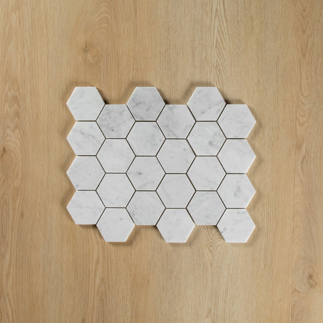 Carrara Marble Mosaic Hexagonal Polished
