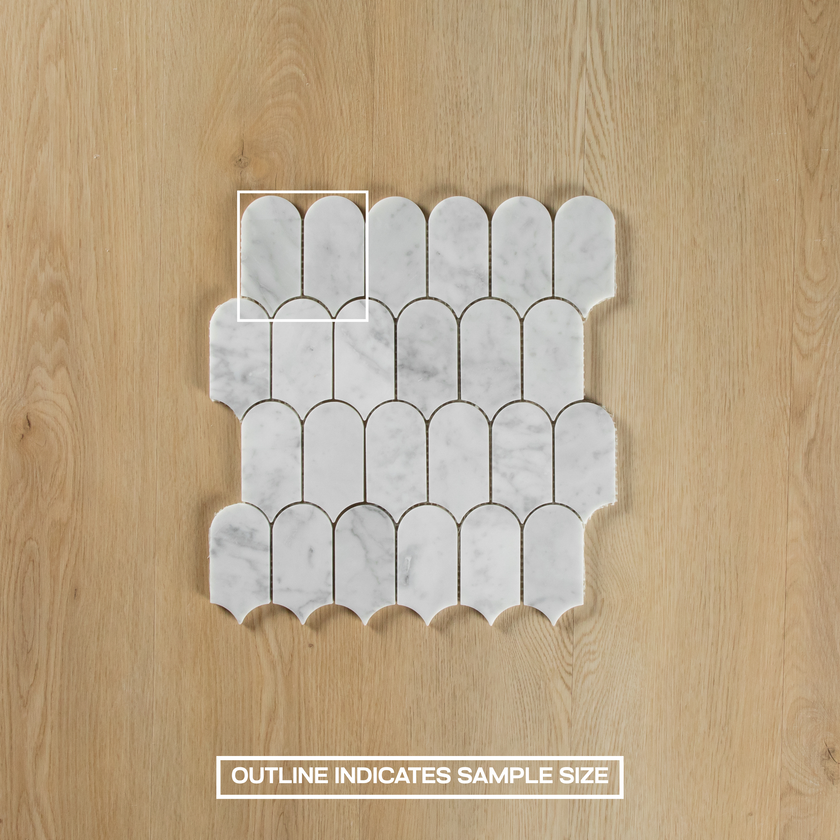 Carrara Marble Arch/Long Fish Scale Mosaic