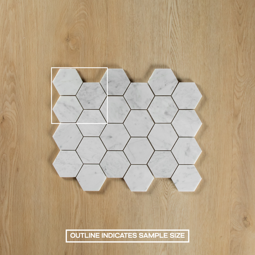 Carrara Marble Mosaic Hexagon Honed Large