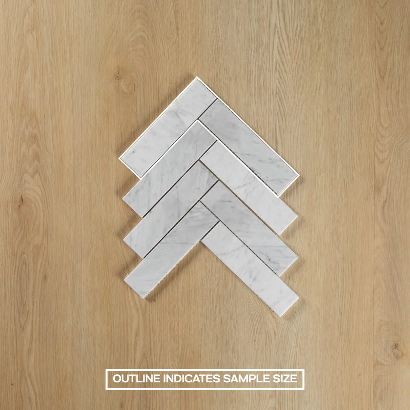 Carrara Marble Mosaic Herringbone XL