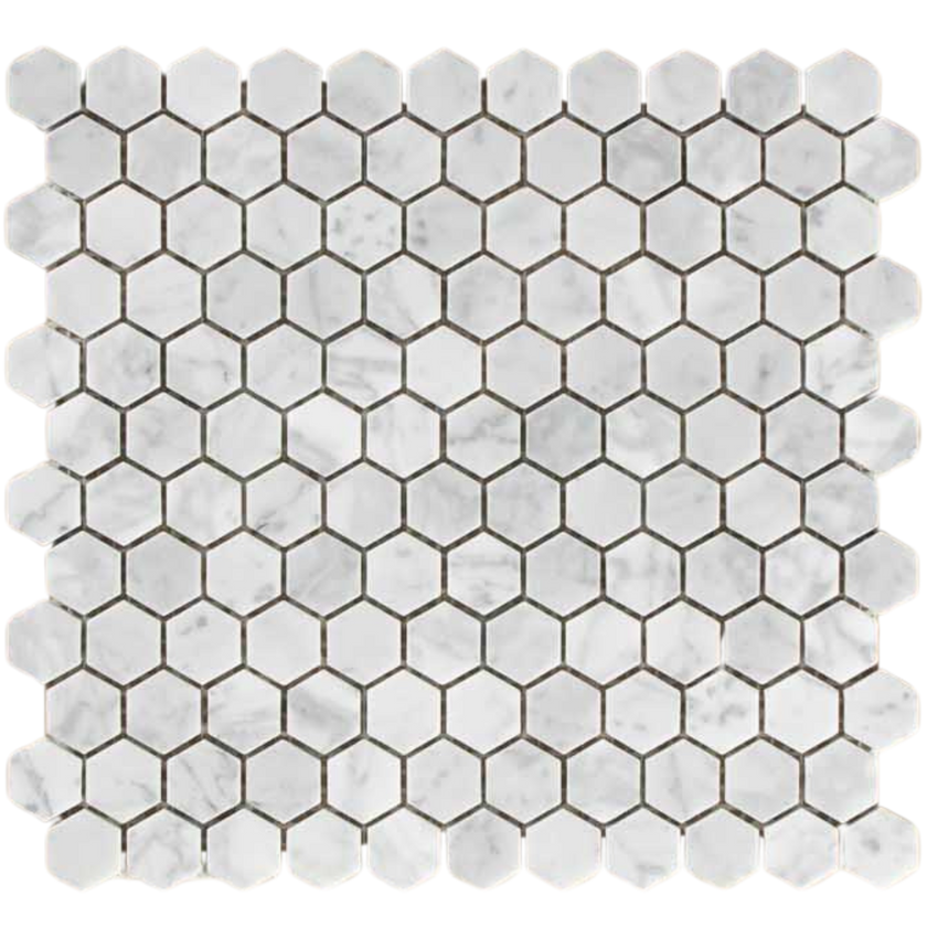 Carrara Marble Mosaic Hexagon Honed Small