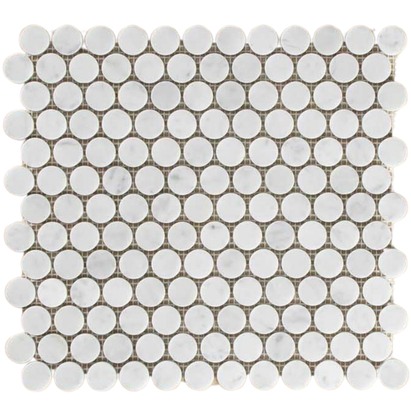 Carrara Marble Mosaic Penny Round Honed Mosaic