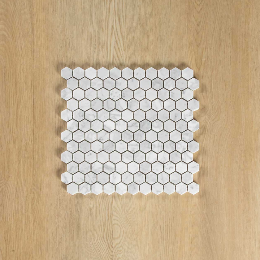 Carrara Marble Mosaic Hexagon Honed Small