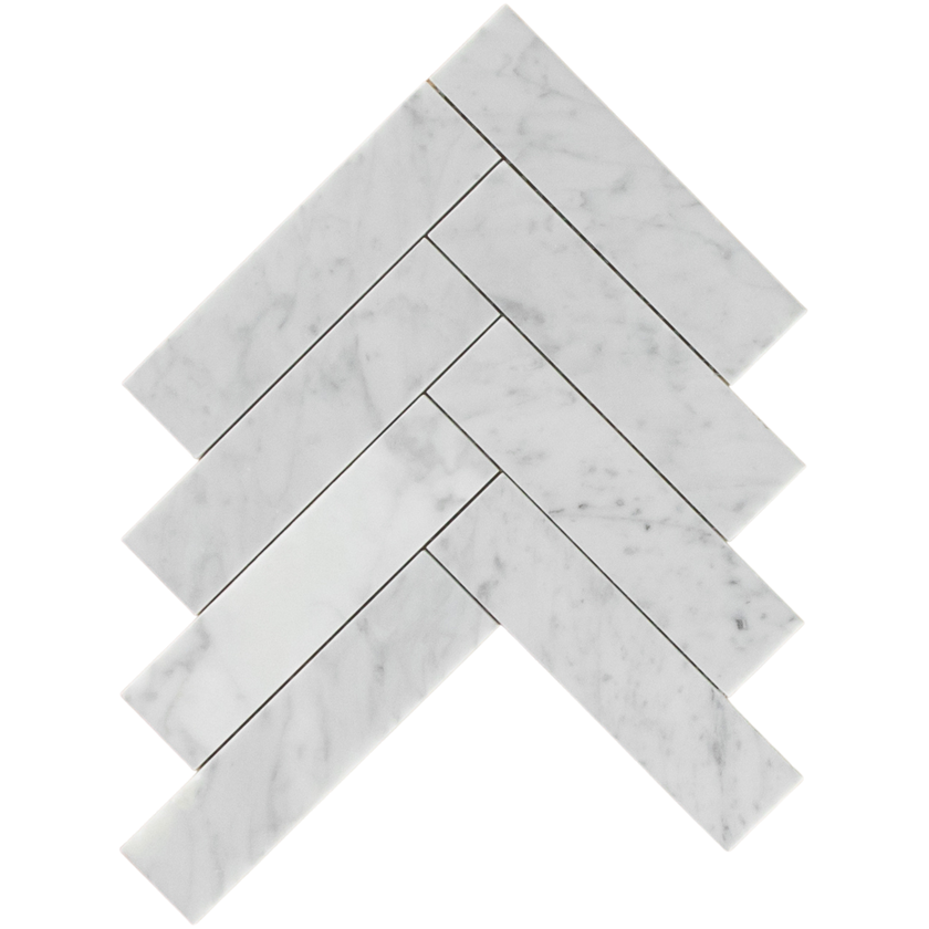 Carrara Marble Mosaic Herringbone