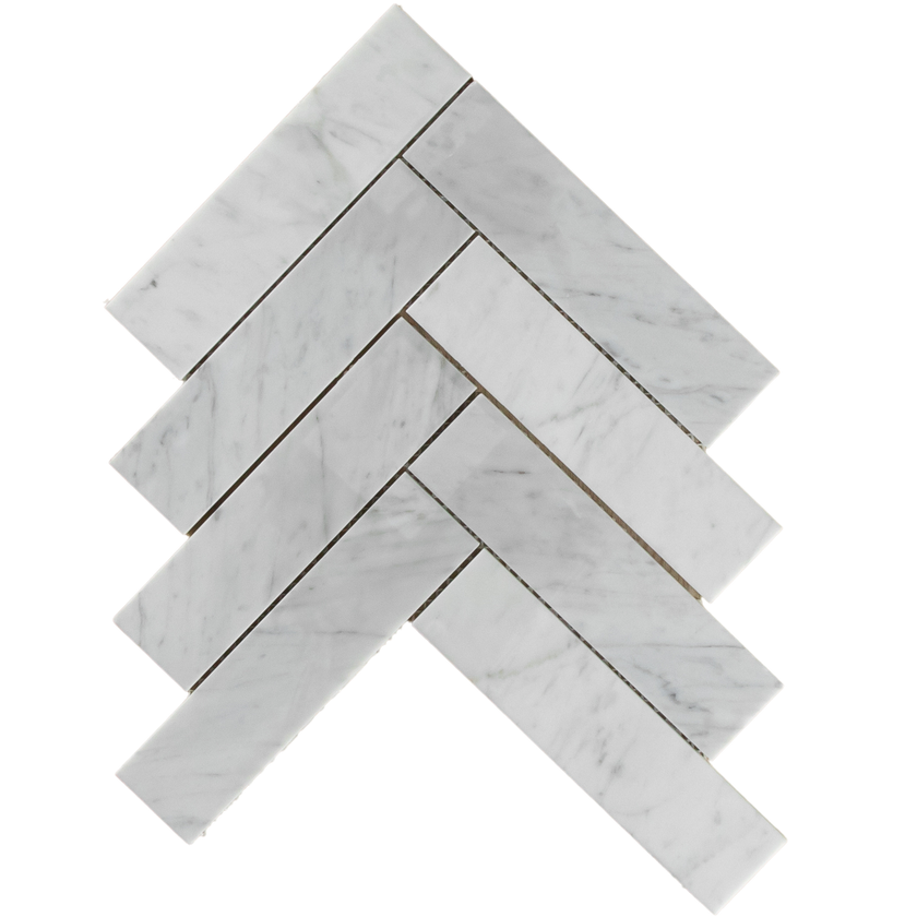 Carrara Marble Mosaic Herringbone XL