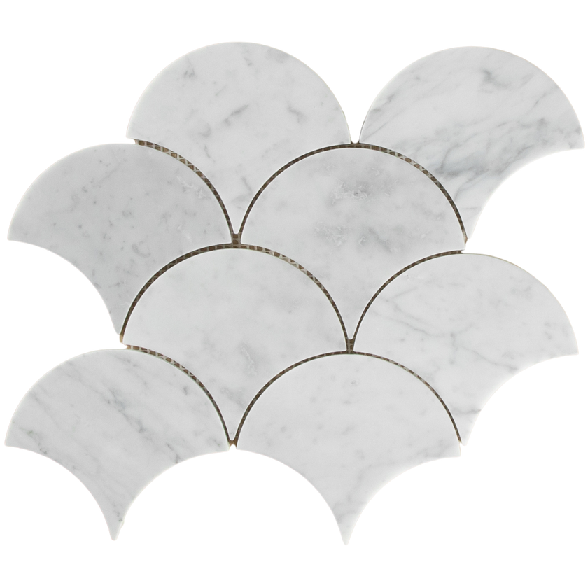 Carrara Marble Mosaic Large Fans