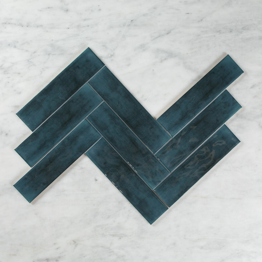 Boutique Navy Blue Gloss Subway Ripple