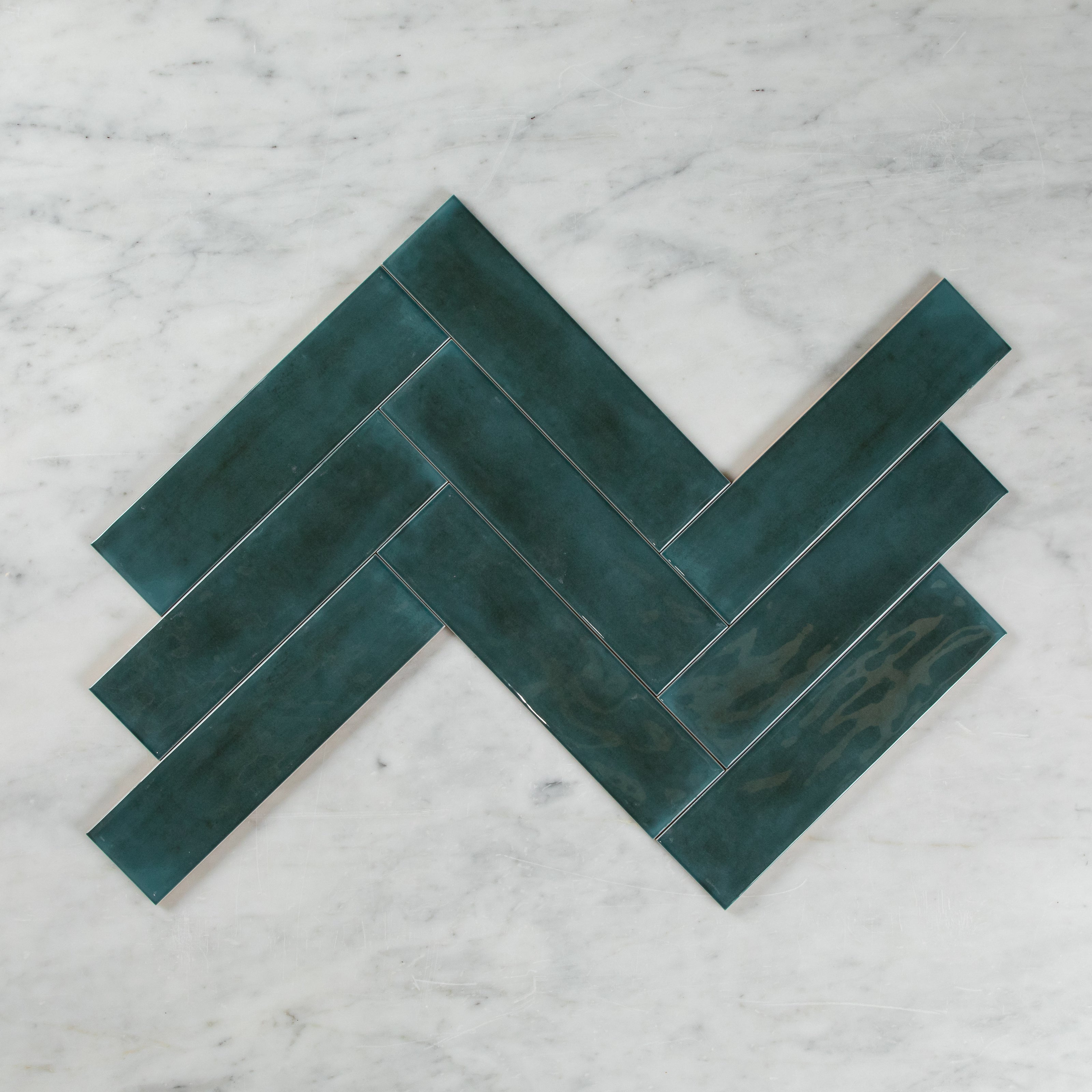 Boutique Peacock Green Gloss Subway Ripple