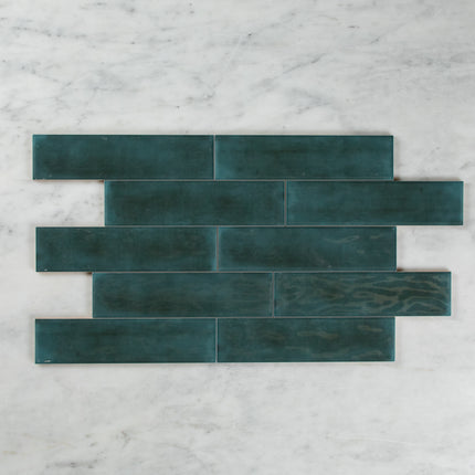 Boutique Peacock Green Gloss Subway Ripple