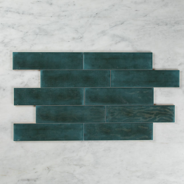Boutique Peacock Green Gloss Subway Ripple