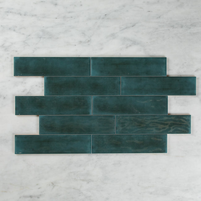 Boutique Peacock Green Gloss Subway Ripple