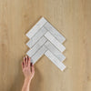 Carrara Marble Mosaic Herringbone XL