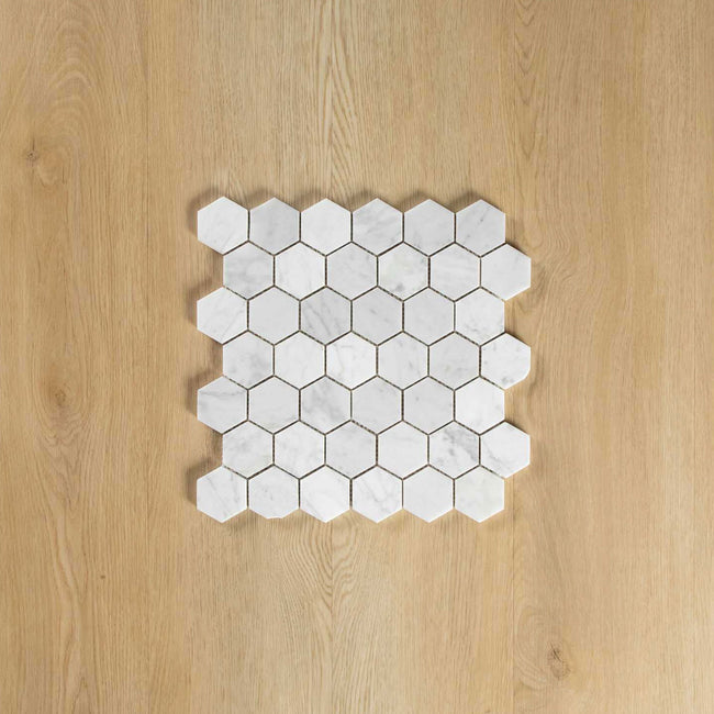 Carrara Marble Mosaic Hexagonal Honed