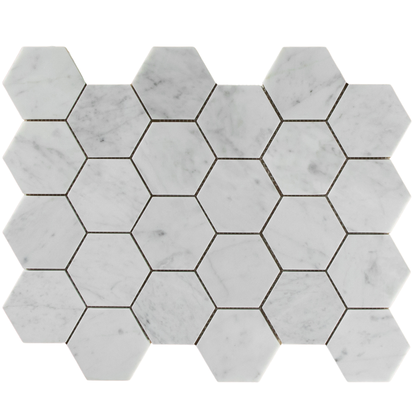 Carrara Marble Mosaic Hexagonal Polished