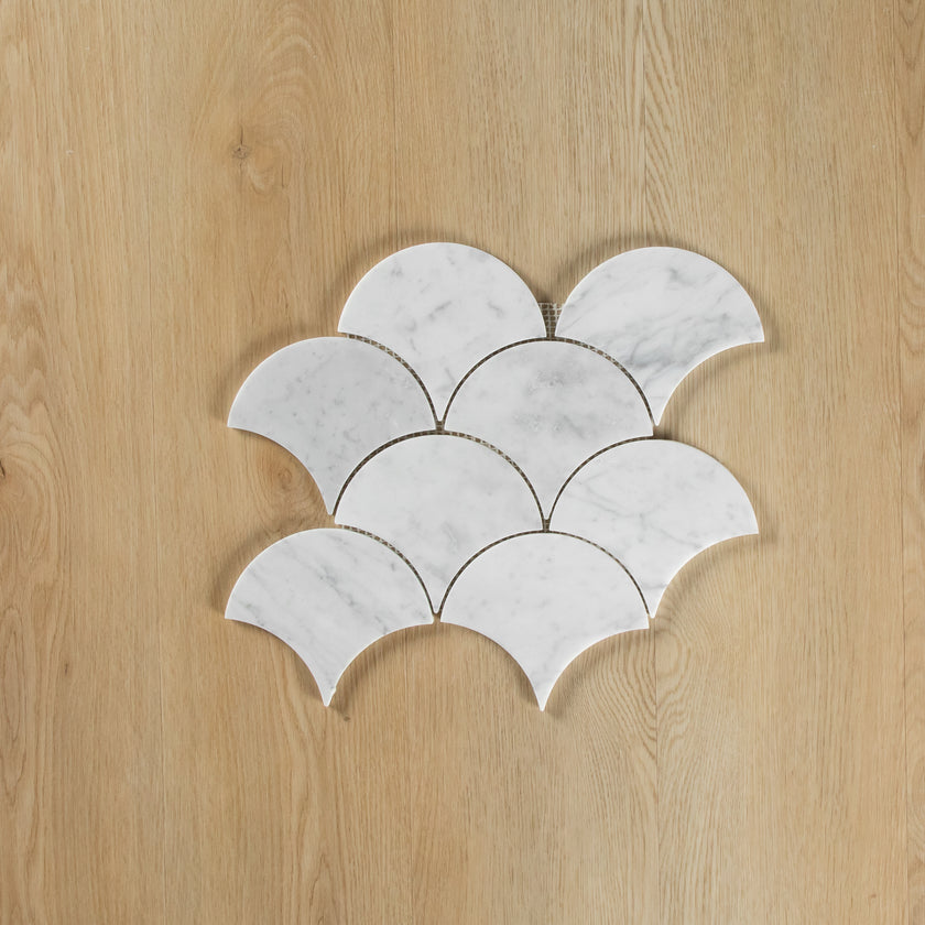 Carrara Marble Mosaic Large Fans