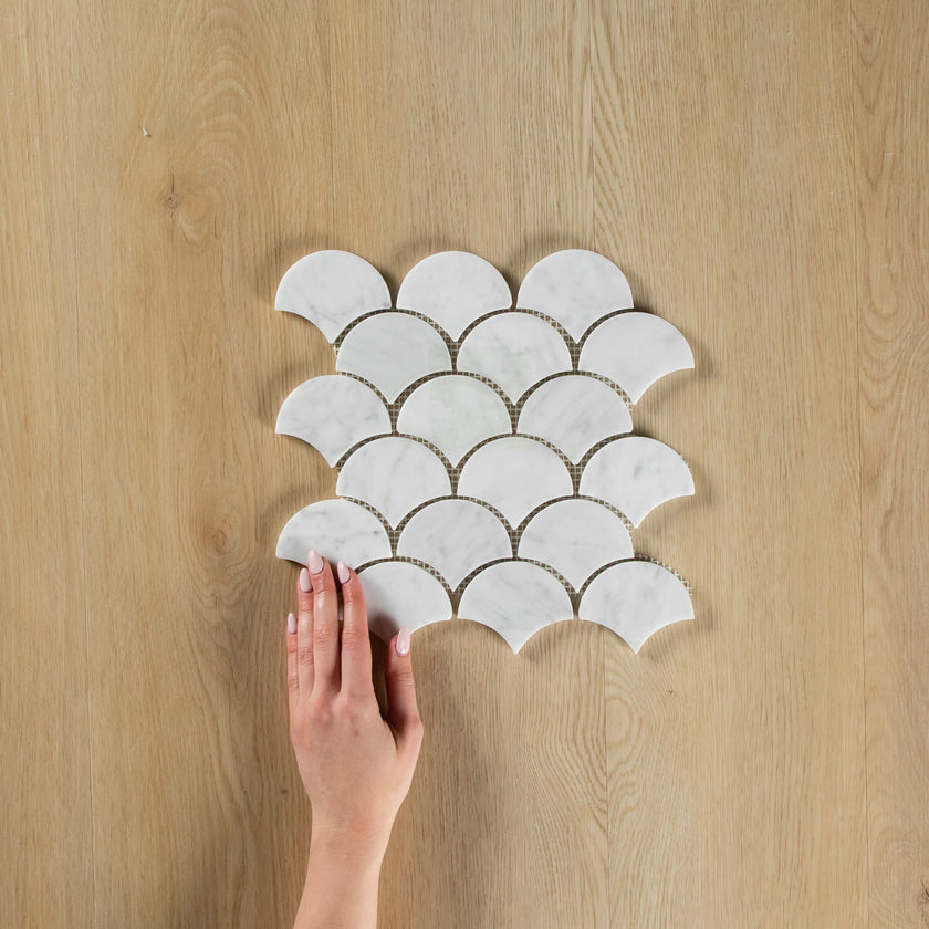 Carrara Marble Mosaic Small Fans Honed