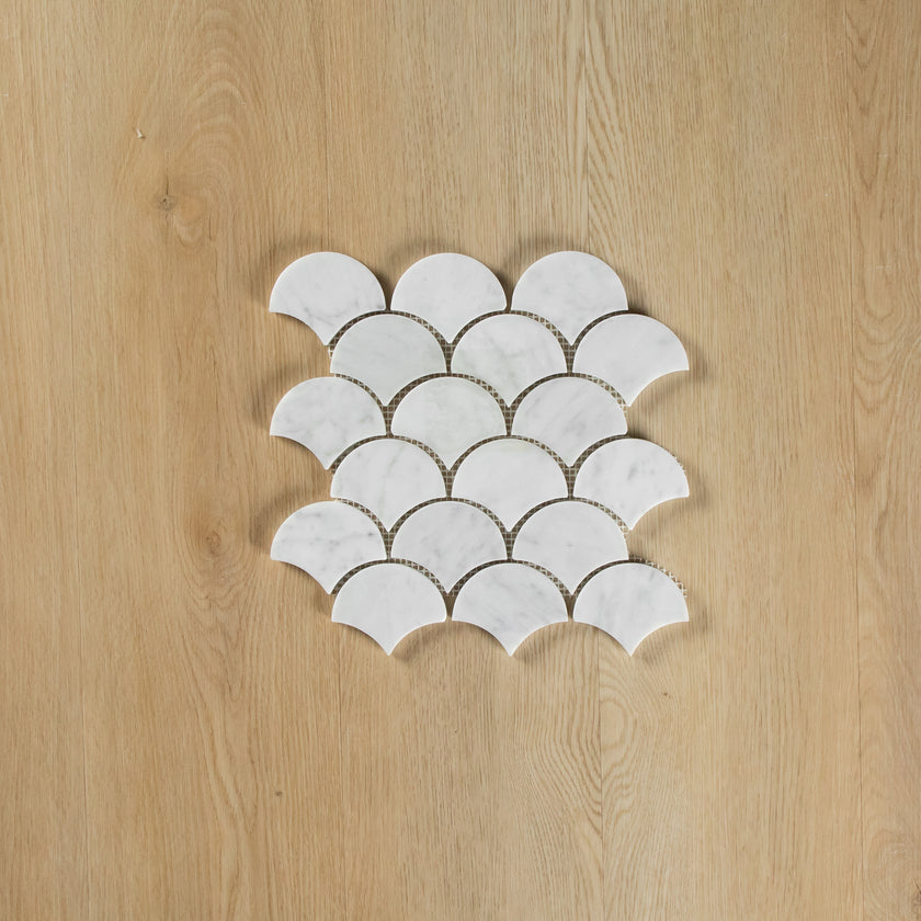 Carrara Marble Mosaic Small Fans Honed