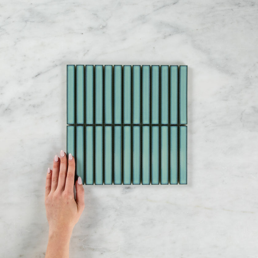 Clovelly Antique Light Green Gloss Concave Kit Kat Mosaic Mosaic