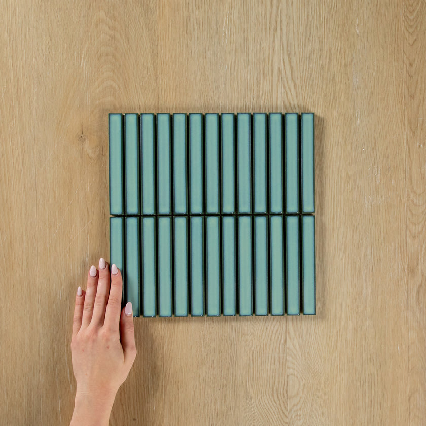 Clovelly Antique Light Green Gloss Concave Kit Kat Mosaic Mosaic