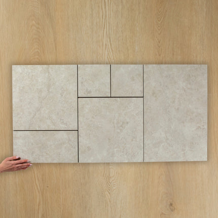Travertine Stone Silver French Pattern