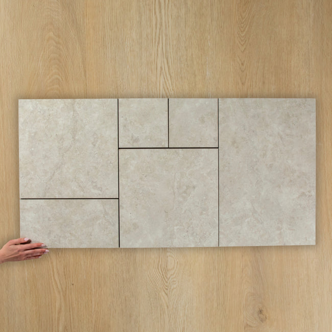 Travertine Stone Silver French Pattern