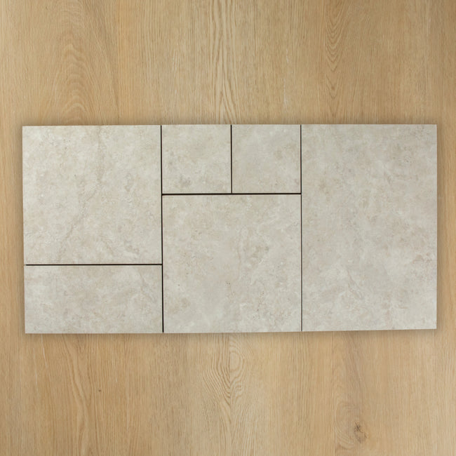 Travertine Stone Silver French Pattern