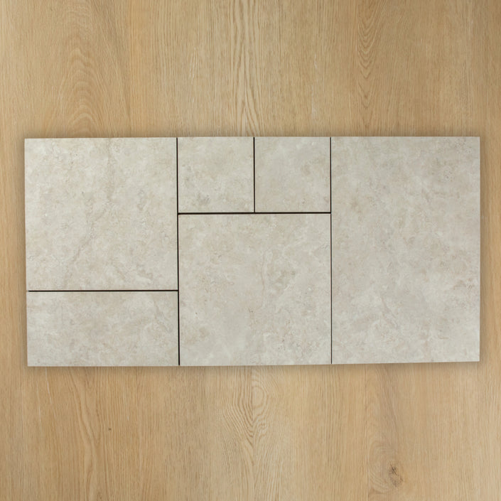 Travertine Stone Silver French Pattern In Out