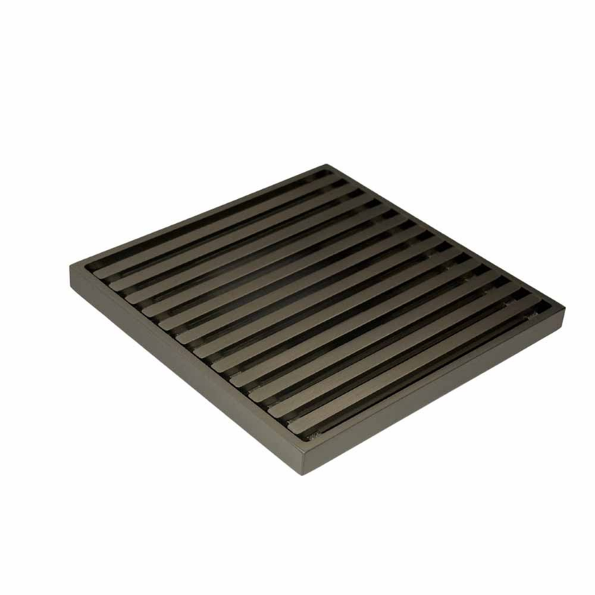 115 x 115 Grate Top Floor Drain Satin Nickel With Puddle Flange 50mm