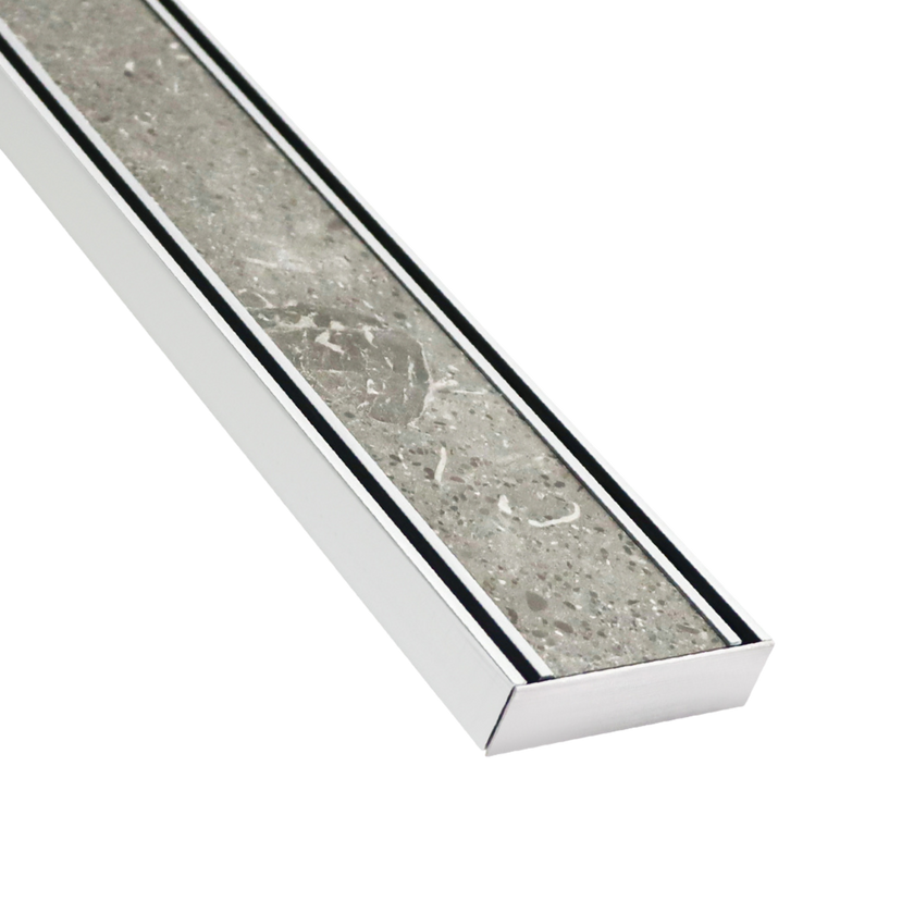 Lauxes Aluminium Celleni Silver Slimline Tile Insert 100mm x 26mm