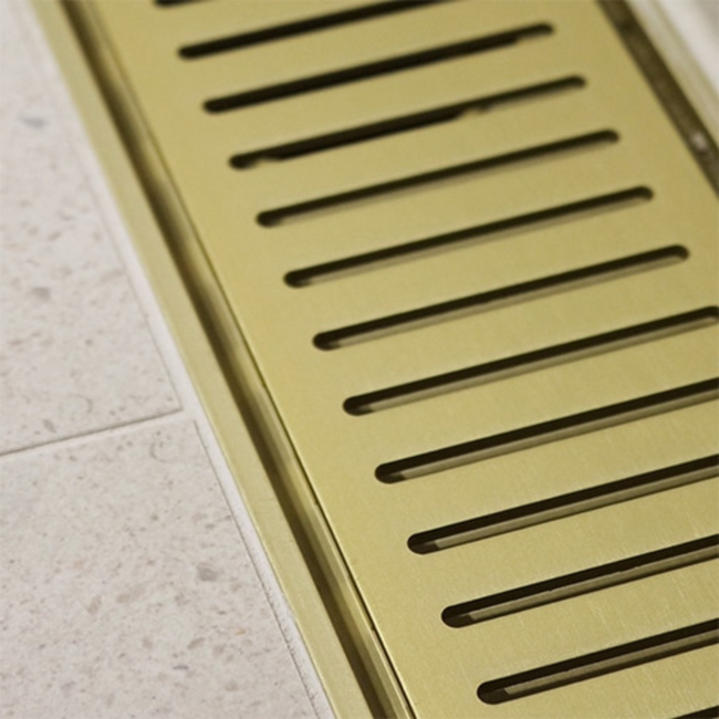Lauxes Aluminium Matte Gold Next Gen  Floor Grate 100mm x 26mm