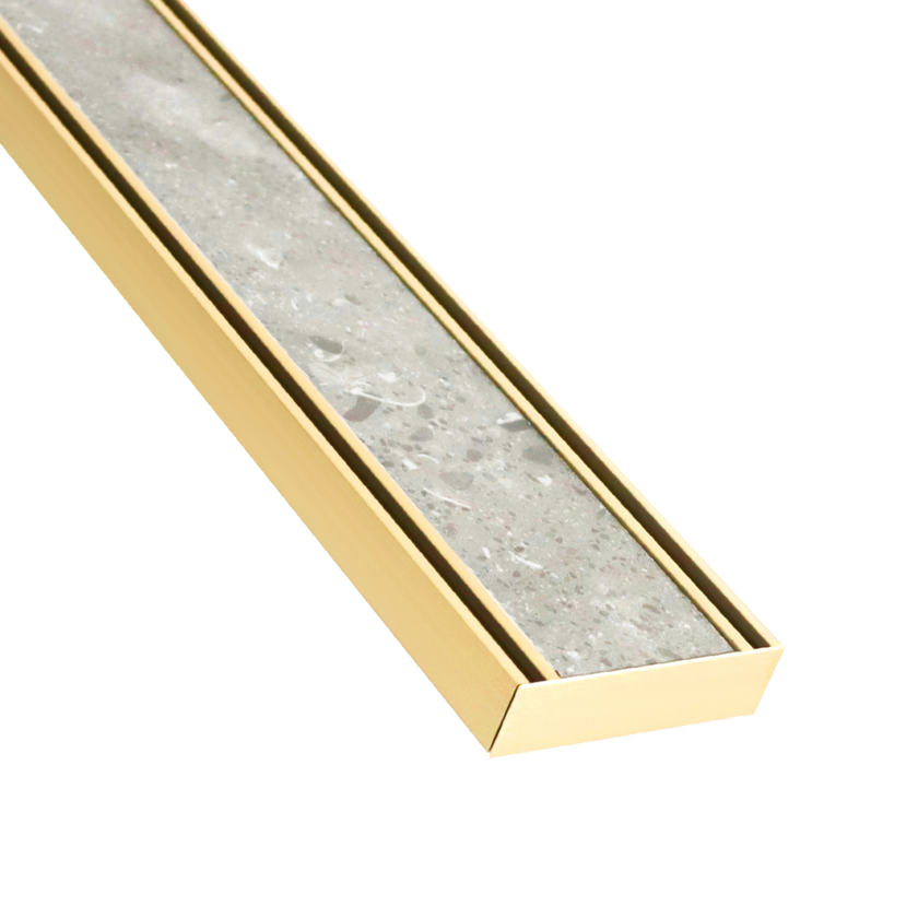 Lauxes Aluminium Matte Gold Slimline Tile Insert Grate 100mm x 26mm