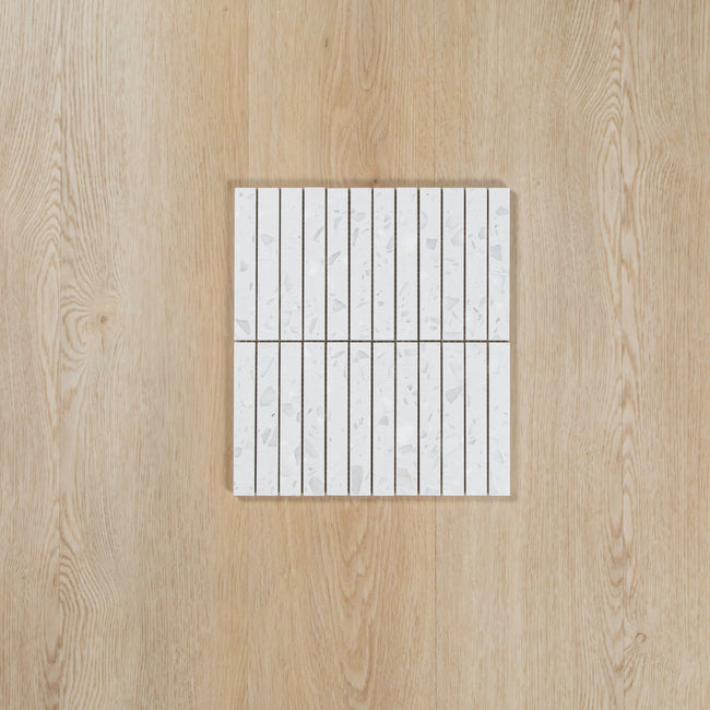 Terrazzo White Honed Moonstone Kit Kat Mosaic