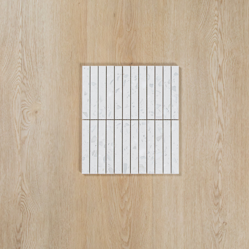 Terrazzo White Honed Moonstone Kit Kat Mosaic