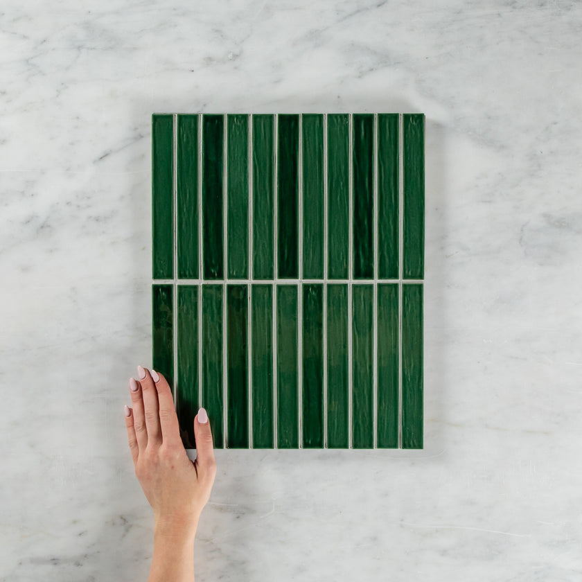 Porcelain Dark Green Glossy Mosaic