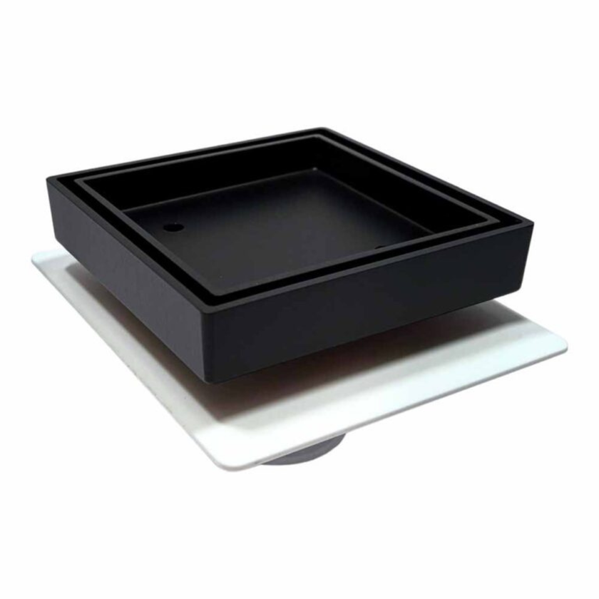 Tile Insert Drain Black With Puddle Flange 100mm