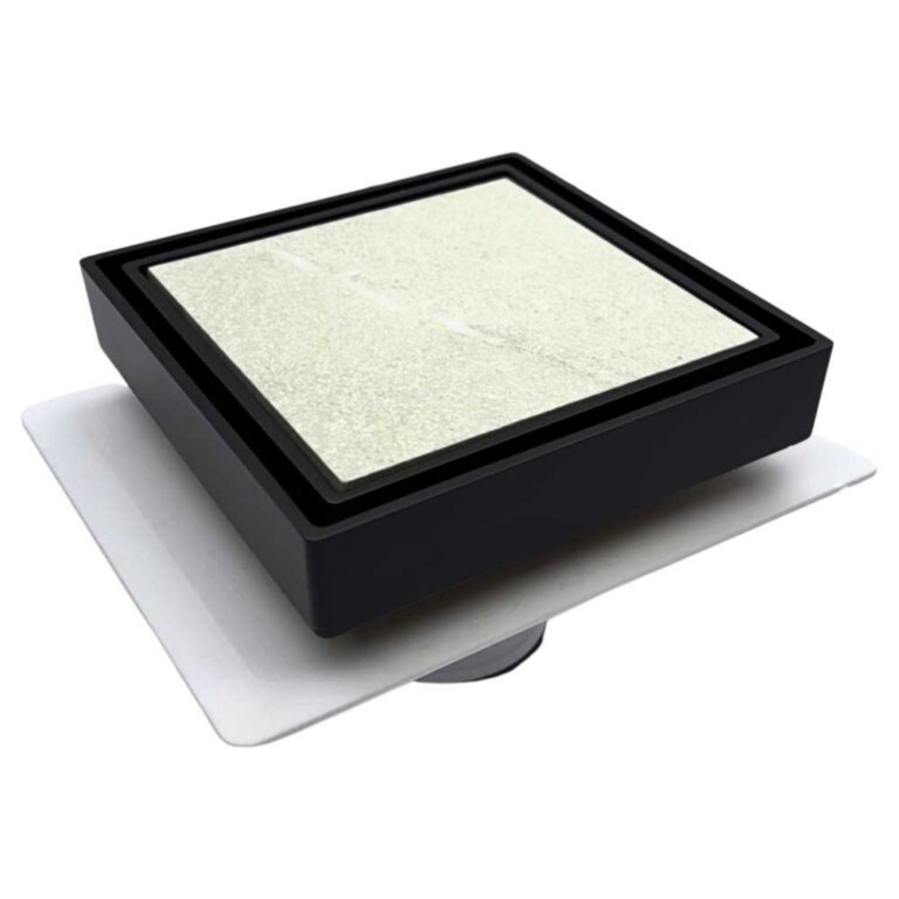 Tile Insert Drain Black With Puddle Flange 100mm