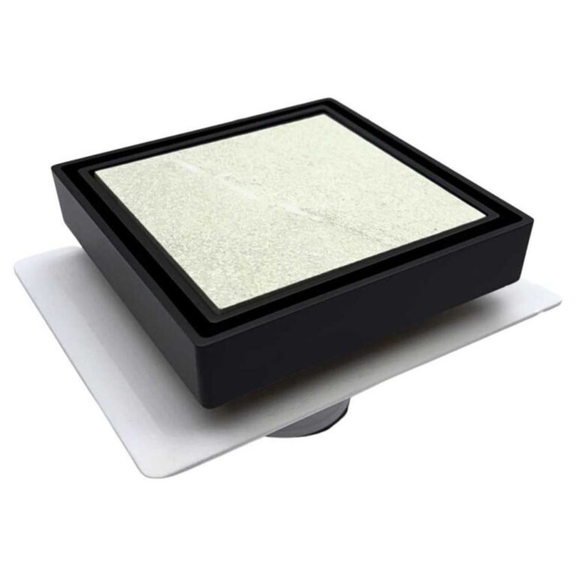 Tile Insert Drain Black With Puddle Flange 100mm