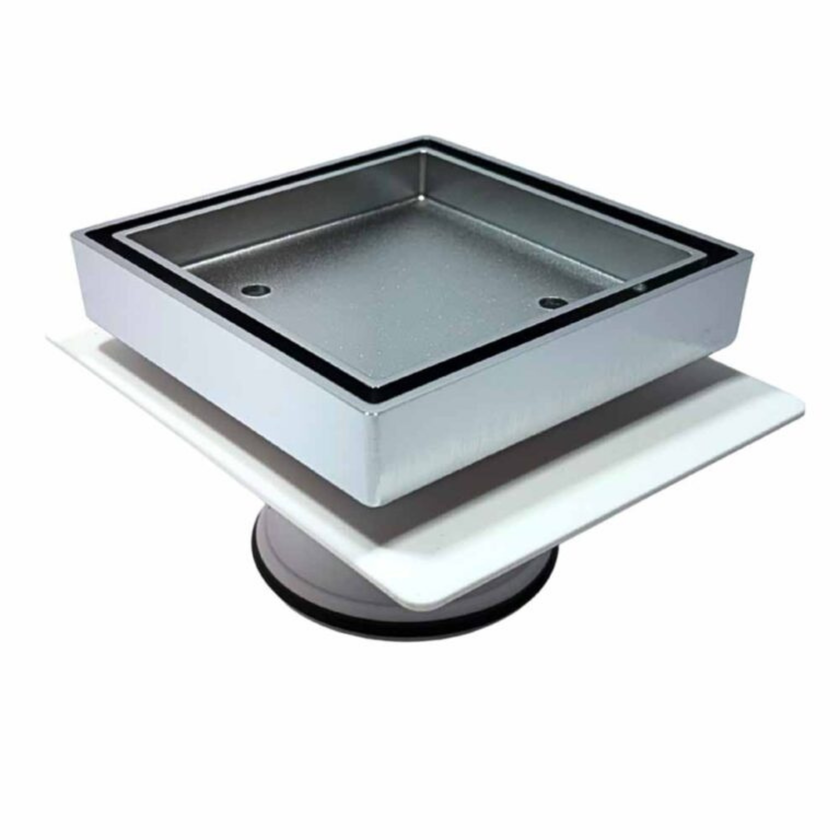 Tile Insert Drain Chrome With Puddle Flange 100mm