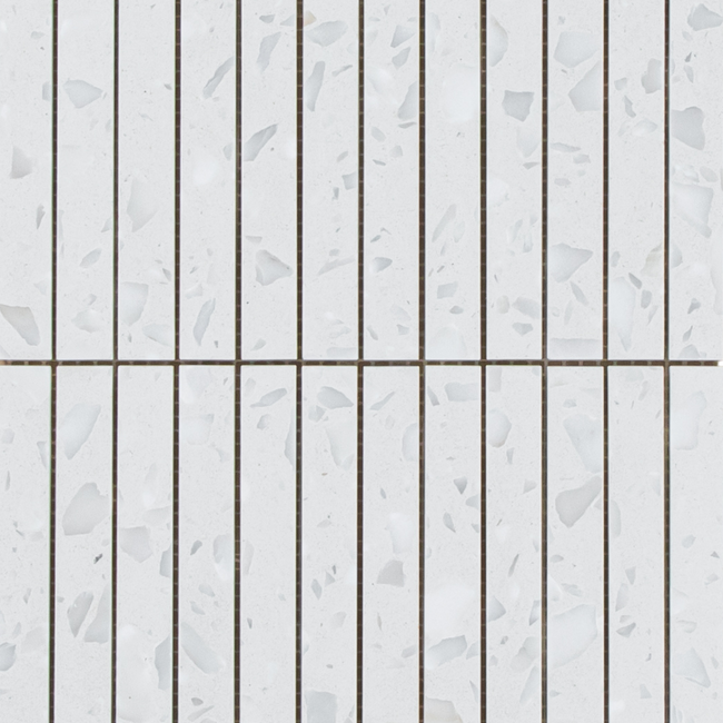Terrazzo White Honed Moonstone Kit Kat Mosaic