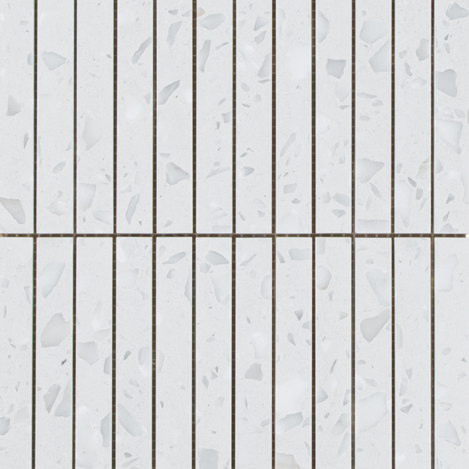 Terrazzo White Honed Moonstone Kit Kat Mosaic