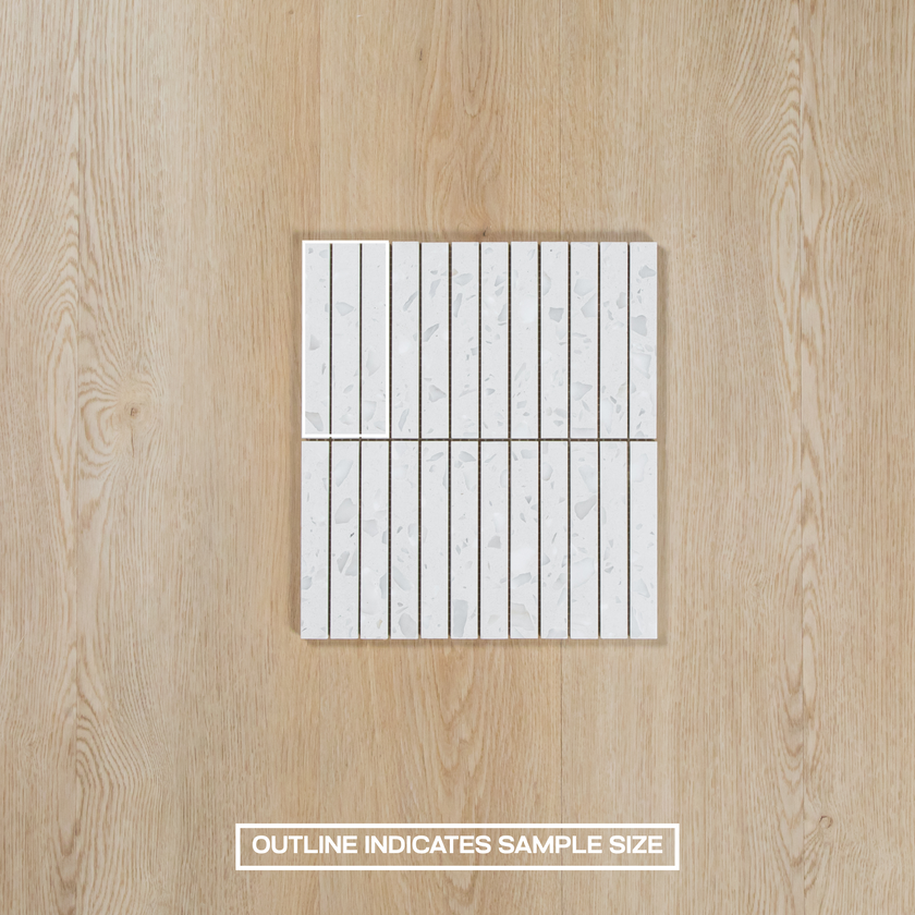 Terrazzo White Honed Moonstone Kit Kat Mosaic