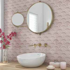 Pink Fan Mosaic tiles