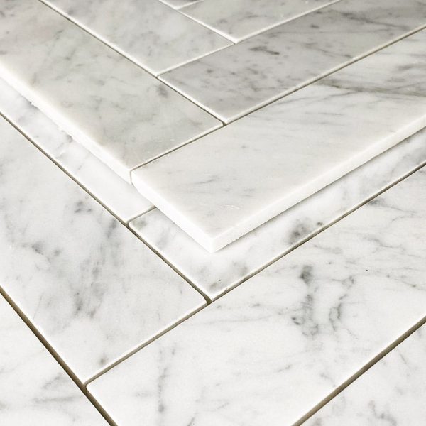 Carrara Marble Herringbone XL Mosaic tiles