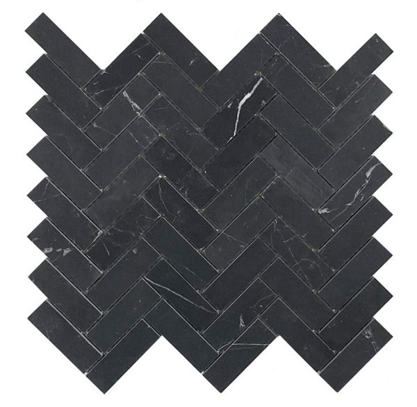 Nero Marquina Herringbone Mosaic tiles