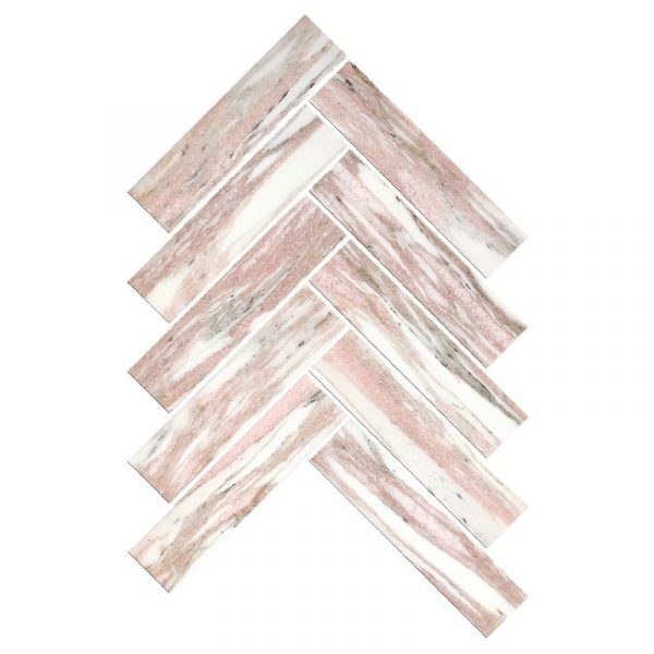 Norwegian Pink Herringbone Mosaic tile